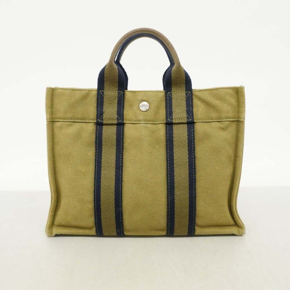 Hermes Fourre-Tout PM Canvas Tote Bag, Khaki, Women's - Picture 10 of 10